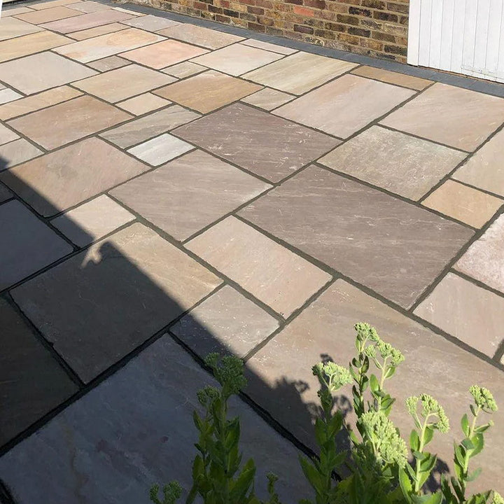 Raj green sandstone paving patio