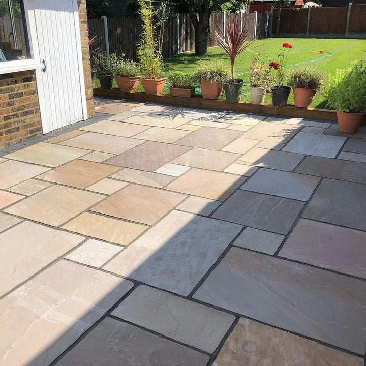 Raj green sandstone paving slabs