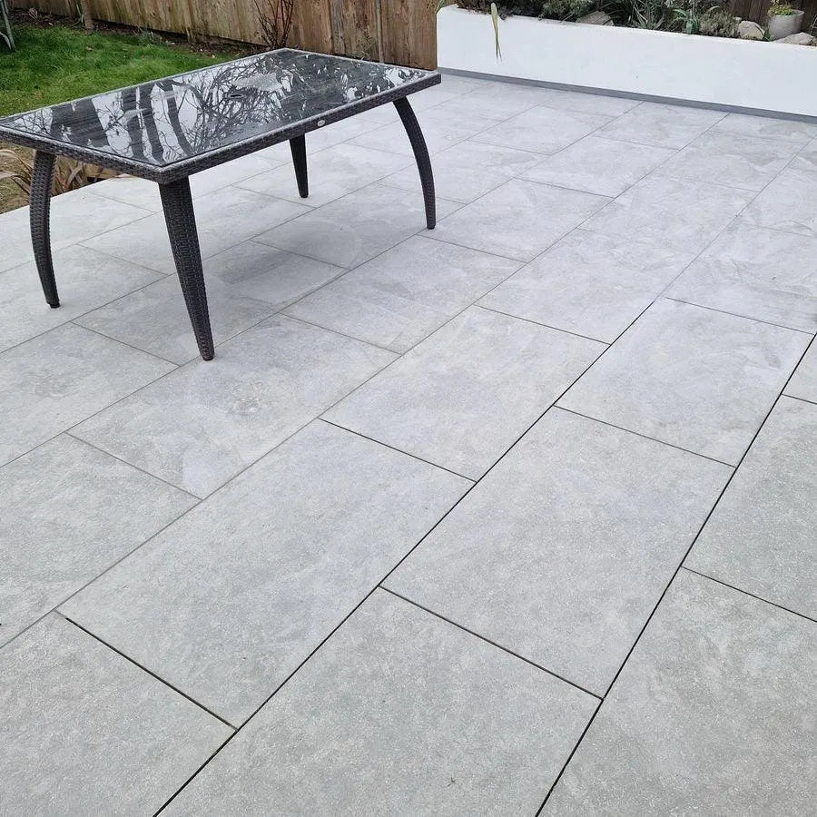 Fossil Grey Porcelain Paving Slabs 900 x 600