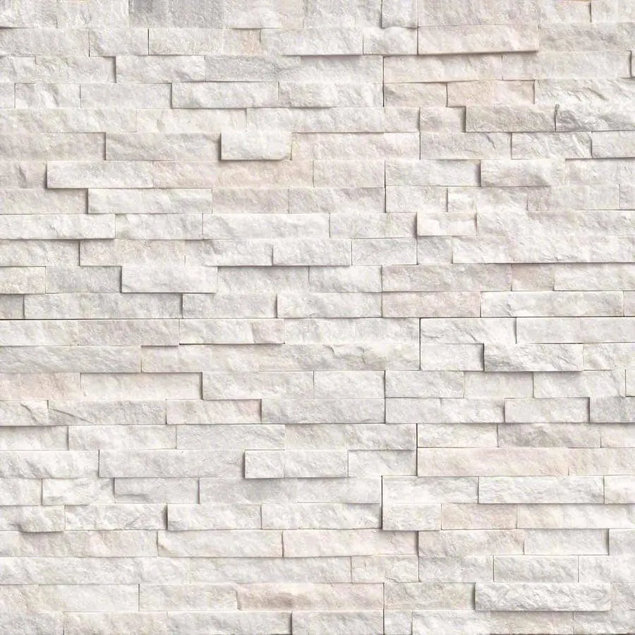 Sparkle White Quartz Split Face Tiles Cladding 550x150